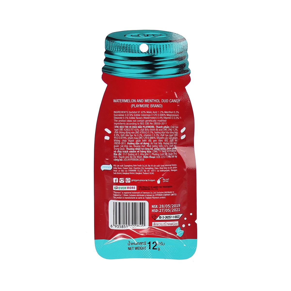 Kẹo the  Playmore vị dưa hấu gói 12g cho bé 5Y+ hình 2