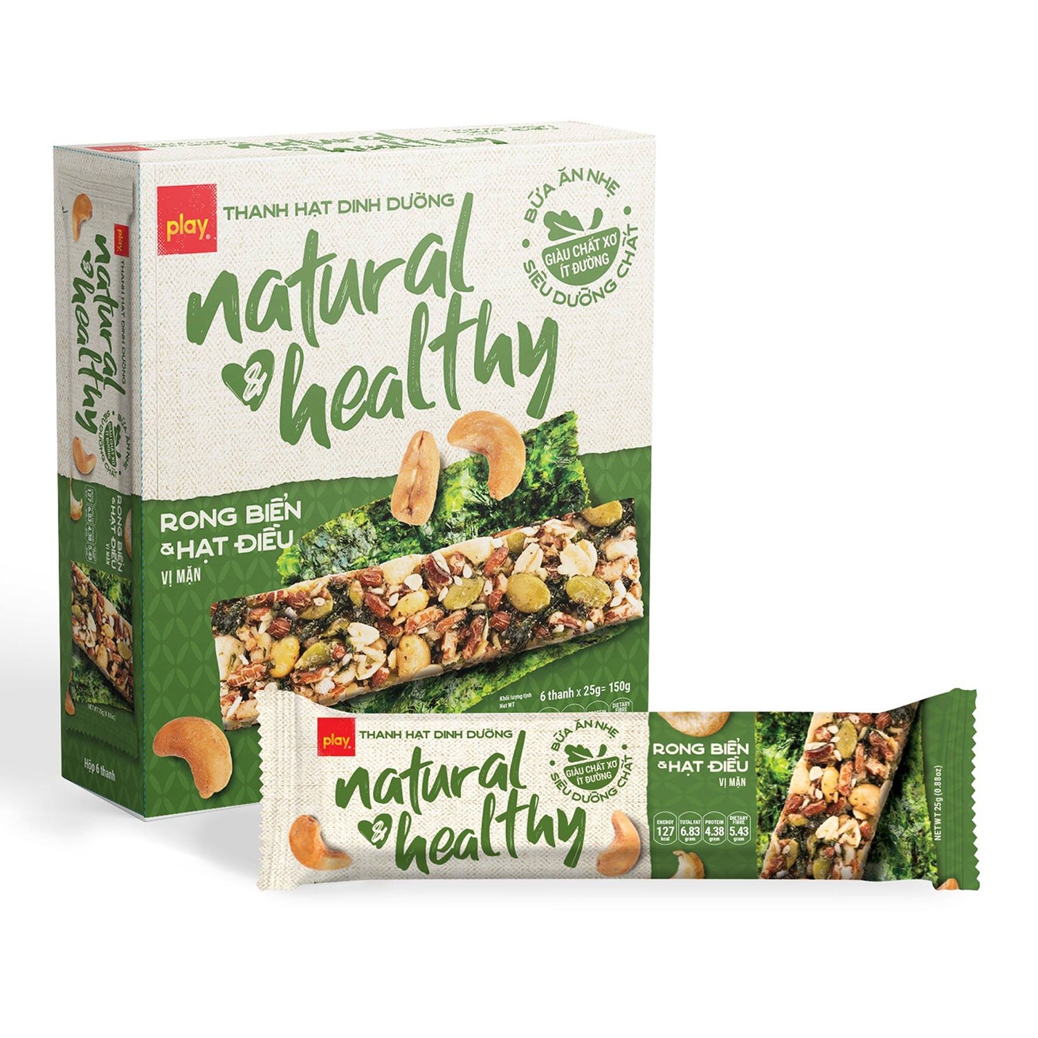 Thanh hạt dinh dưỡng gạo nứt Rong biển và Hạt điều 25g hình 1