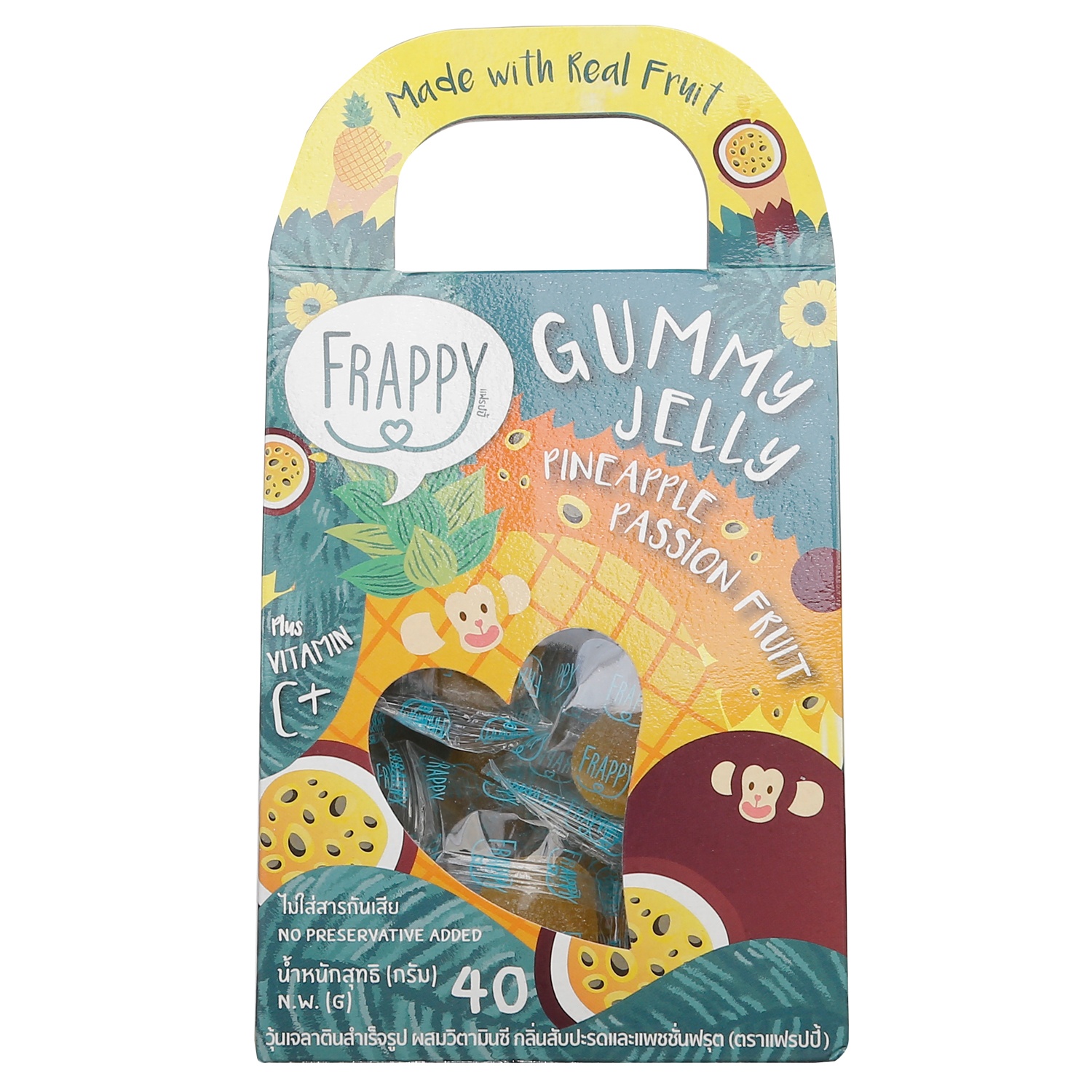 Thực phẩm bổ sung kẹo dẻo Frappy Vitamin C vị dứa, chanh dây 40g