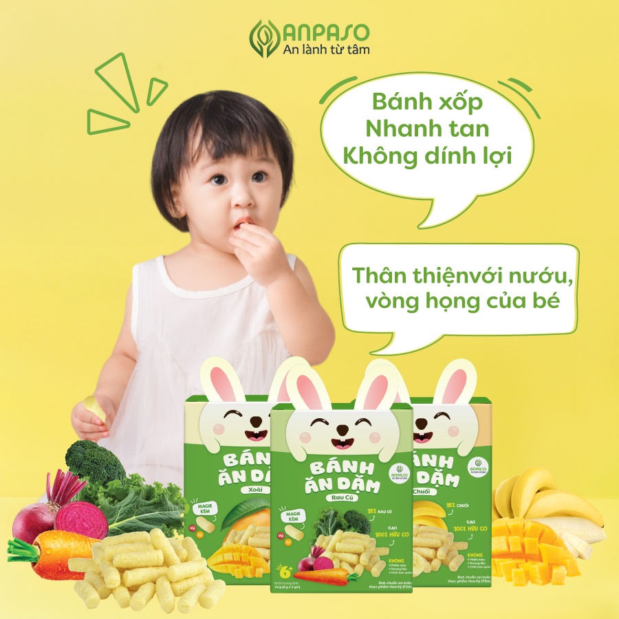 Công dụng bánh ăn dặm cho bé Anpaso vị rau củ