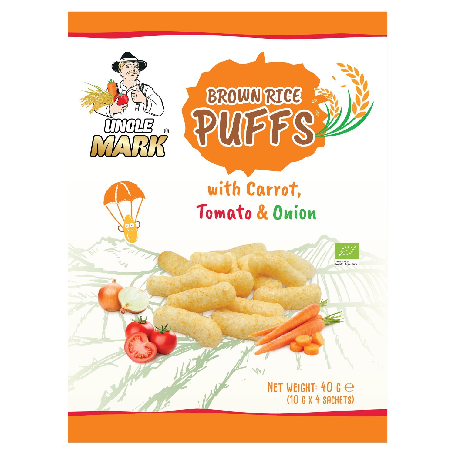 Bánh gạo lứt hữu cơ Uncle Mark vị cà rốt, cà chua, hành tây