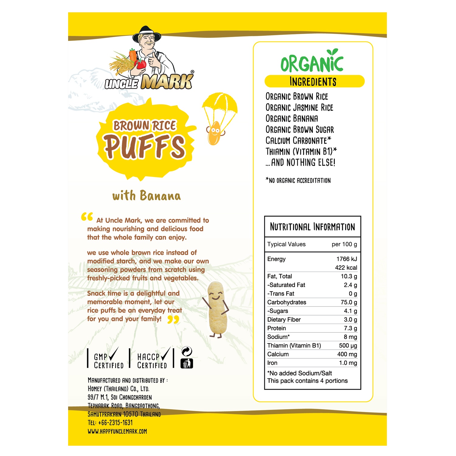 Bánh gạo lứt hữu cơ Uncle Mark vị chuối
