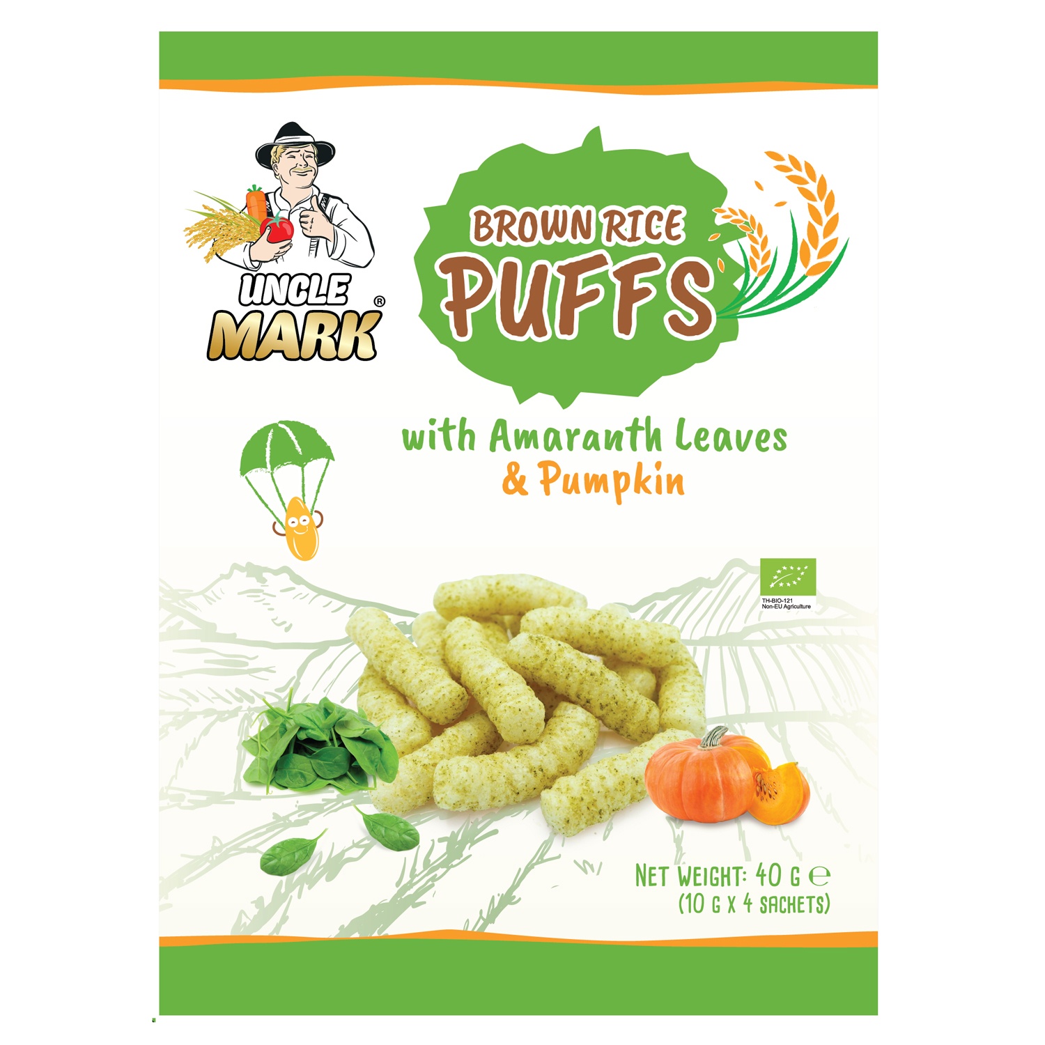 Bánh gạo lứt hữu cơ Uncle Mark vị lá rau dền và bí ngô