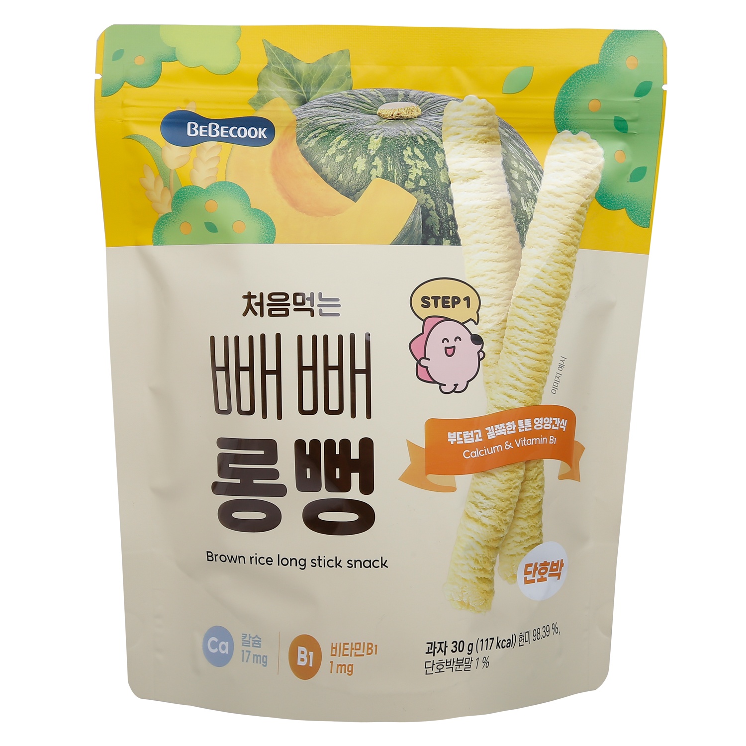 Bánh gạo lứt thanh dài BeBecook vị bí ngô dành cho trẻ 7 tháng tuổi hình 1