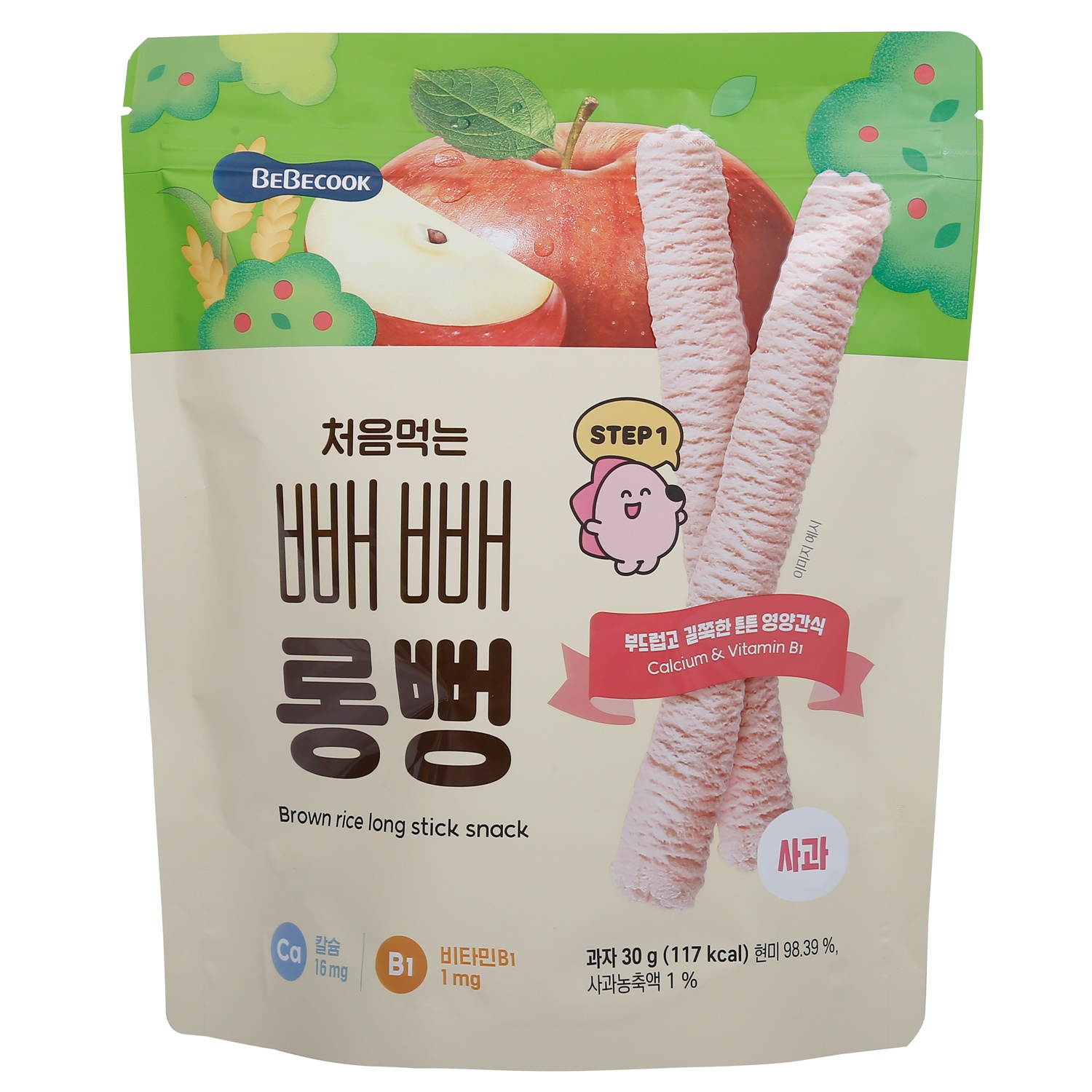 Bánh gạo lứt thanh dài BeBecook vị táo dành cho trẻ 7 tháng tuổi hình 1