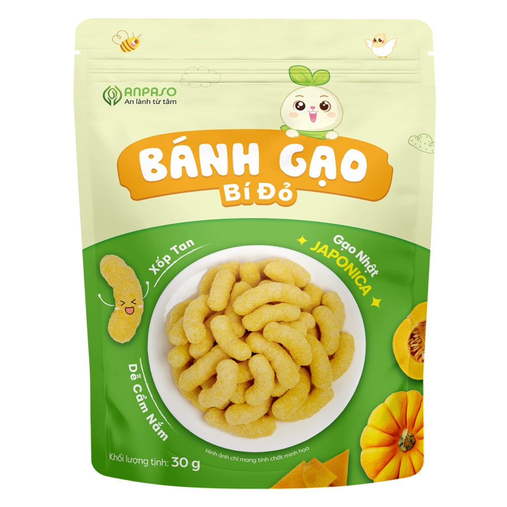 Bánh gạo ăn dặm Anpaso vị bí đỏ 30g dành cho bé 6M+ hình 1