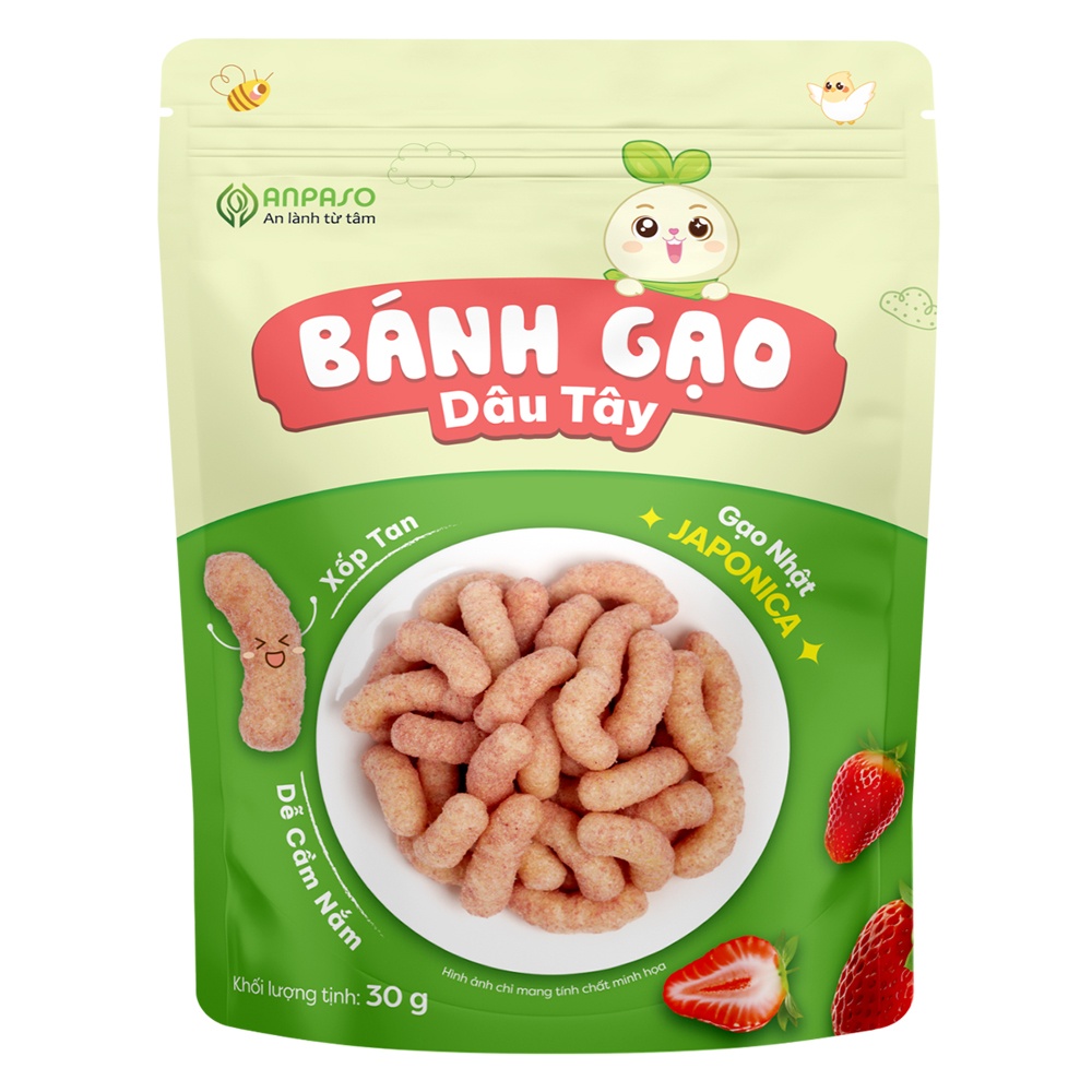 Bánh gạo ăn dặm Anpaso vị dâu tây 30g dành cho bé 6M+ hình 1
