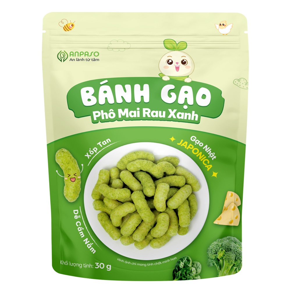 Bánh gạo ăn dặm Anpaso vị phô mai rau xanh 30g dành cho bé 6M+ hình 1