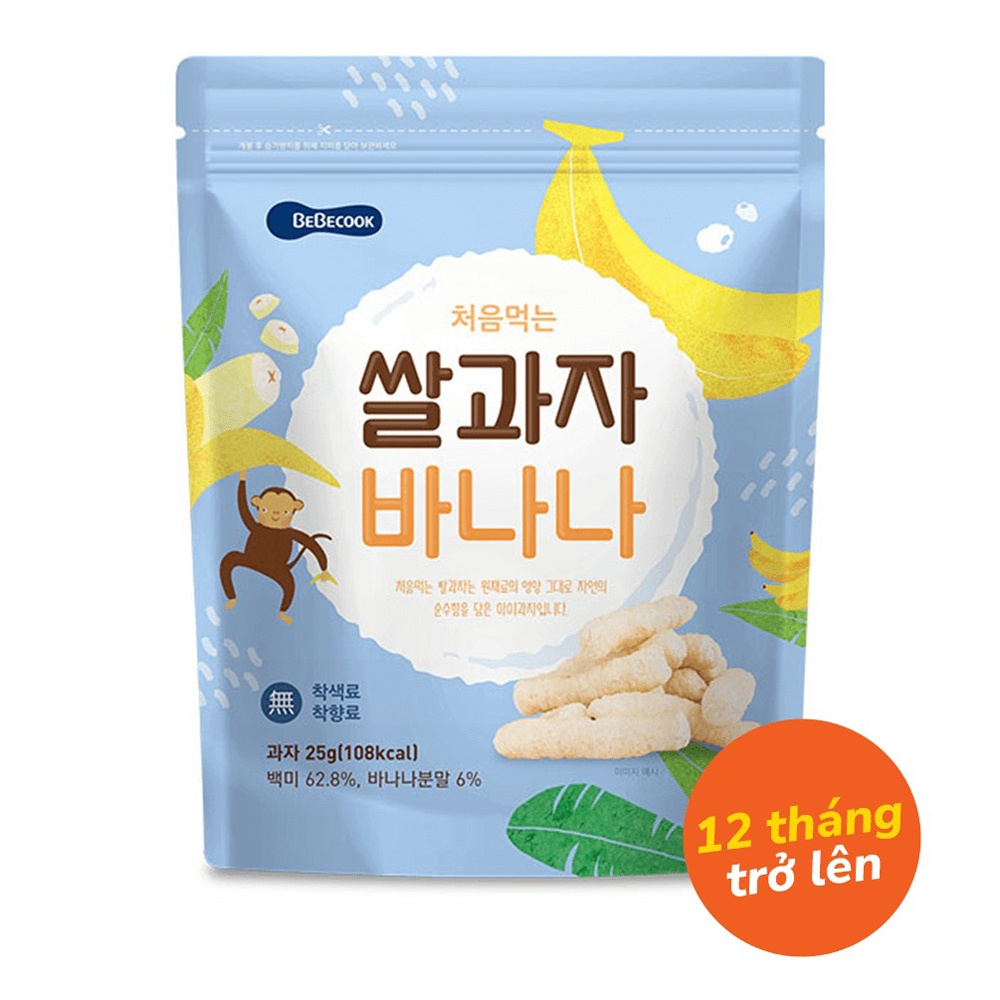 Bánh hình que hữu cơ BeBecook vị chuối cho bé 12 tháng