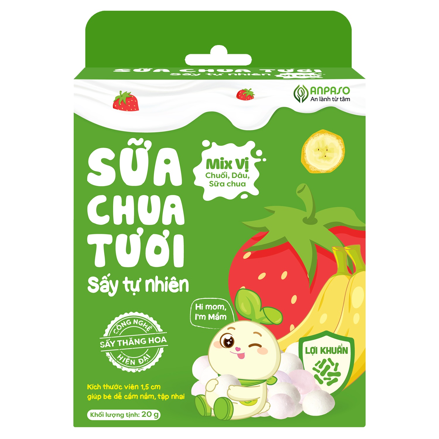 Sữa chua sấy tự nhiên Anpaso mix vị 20g 