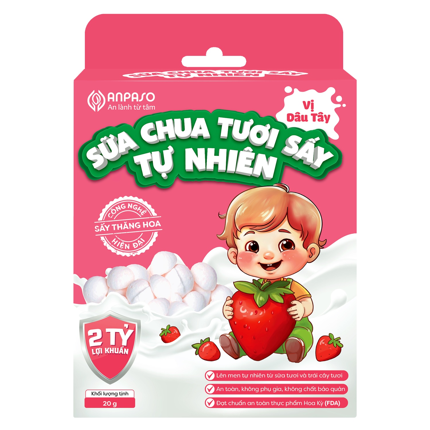 Sữa chua sấy tự nhiên Anpaso vị dâu tây 20g