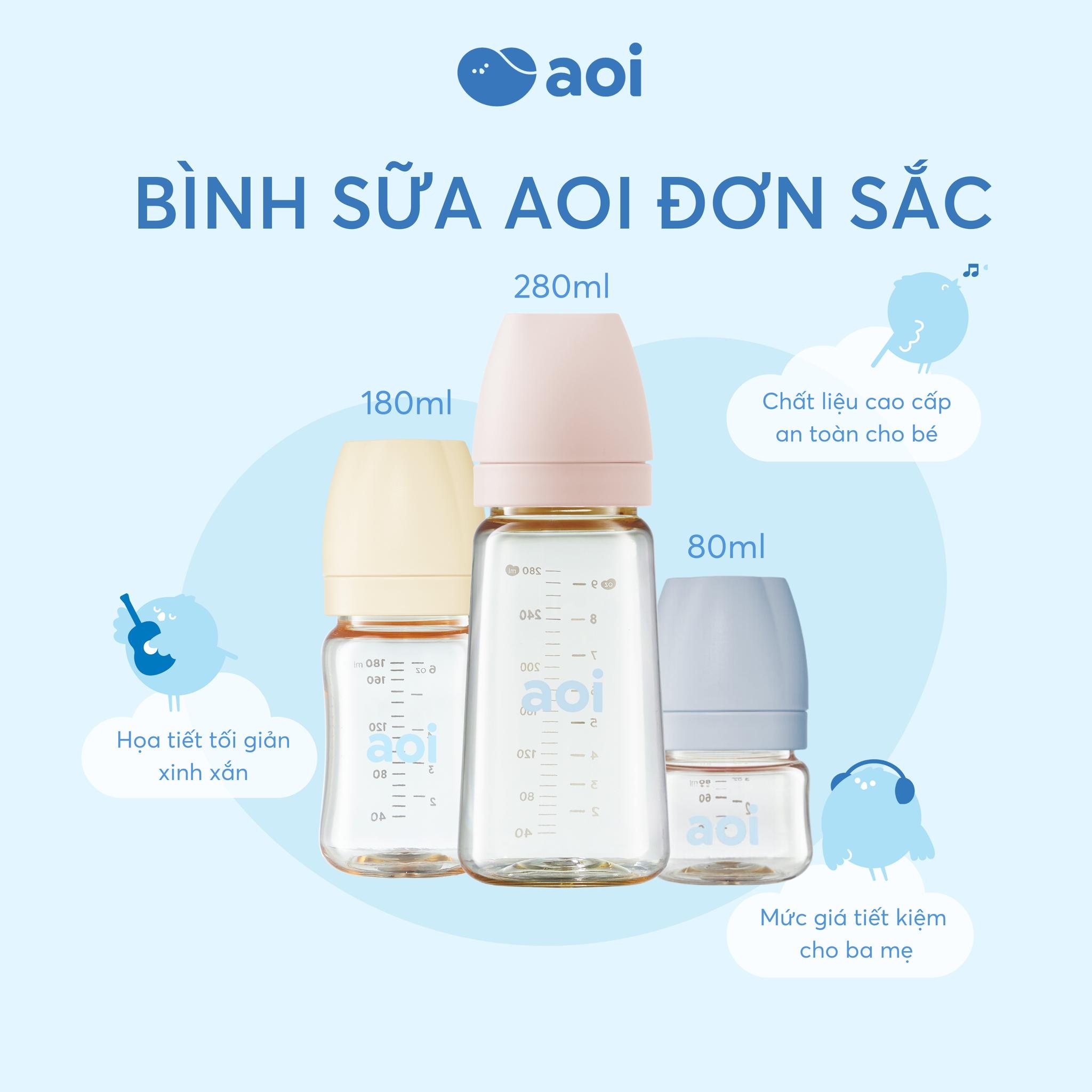 Bình sữa PPSU Aoi Flora 80ml có nhiều kích thước cho ba mẹ lựa chọn