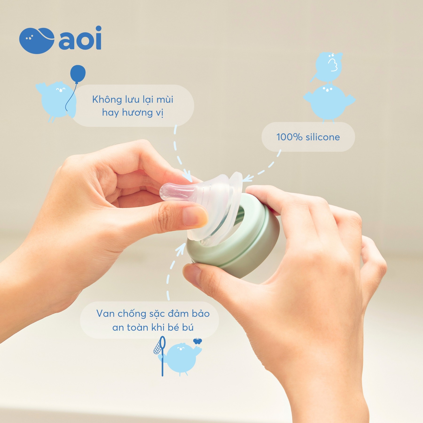 Bình sữa PPSU Aoi Moon 80ml với chất liệu nhựa PPSU cao cấp, an toàn cho bé