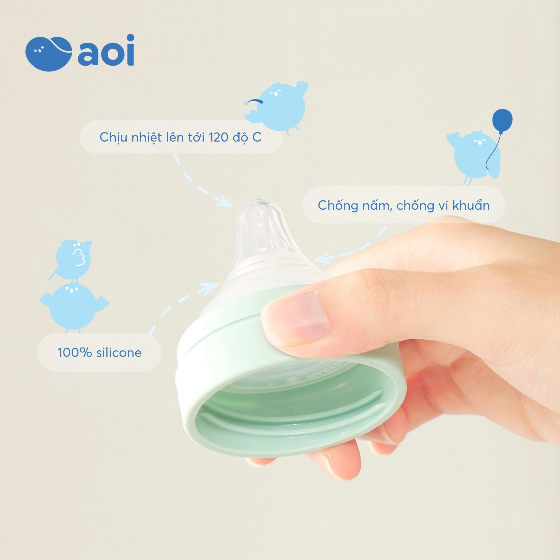 Bình sữa Aoi PPSU Moon 280ml chịu nhiệt lên tới 120 độ c