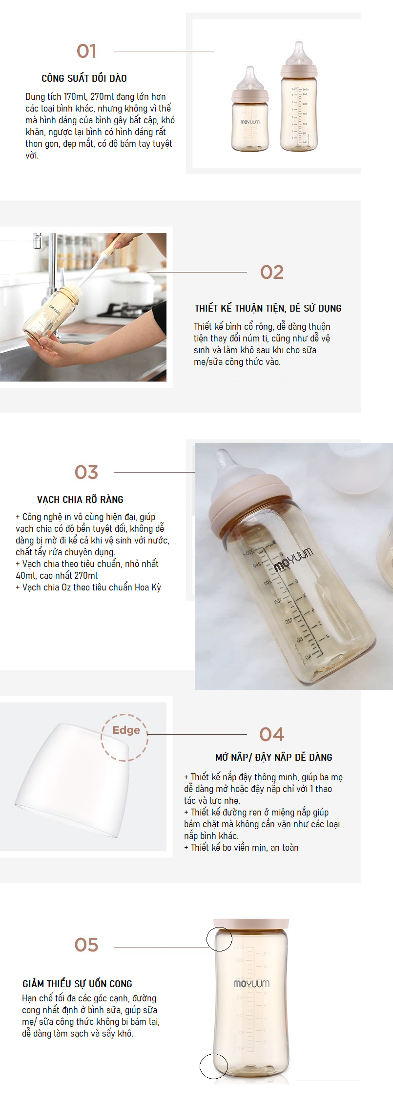 Bình sữa Moyuum 270ml basic chính hãng cho bé hình 2