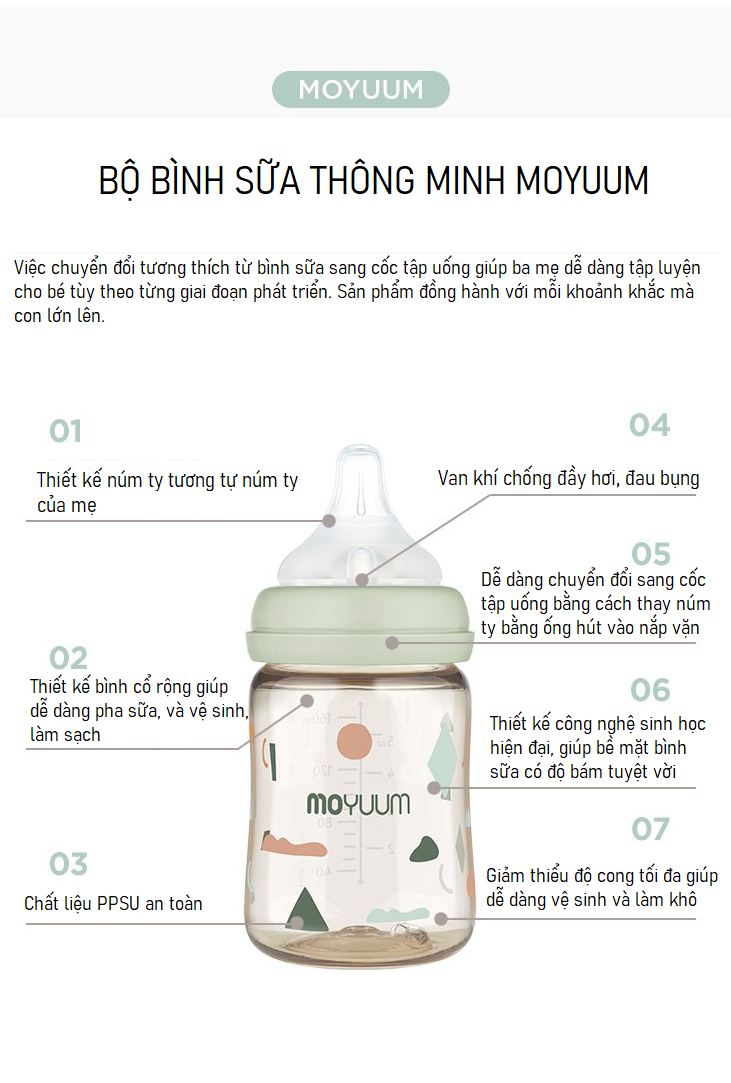 Bình sữa Moyuum mây xanh 170ml hình 4