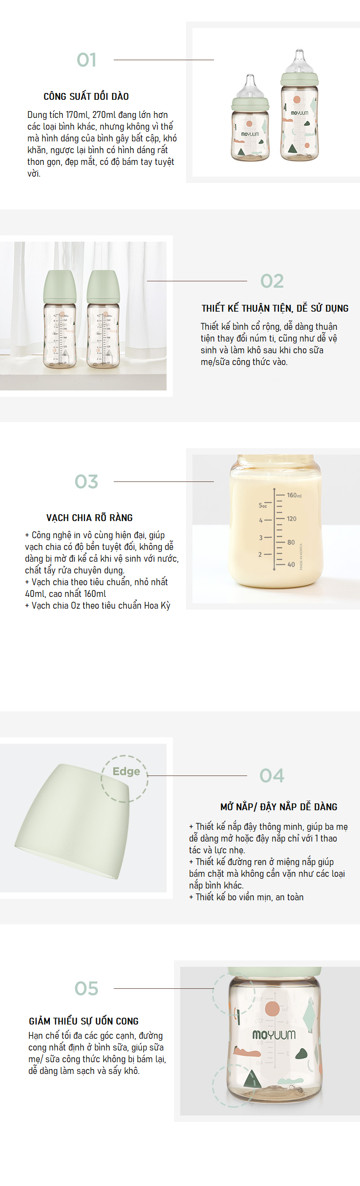 Bình sữa Moyuum mây xanh 170ml hình 2