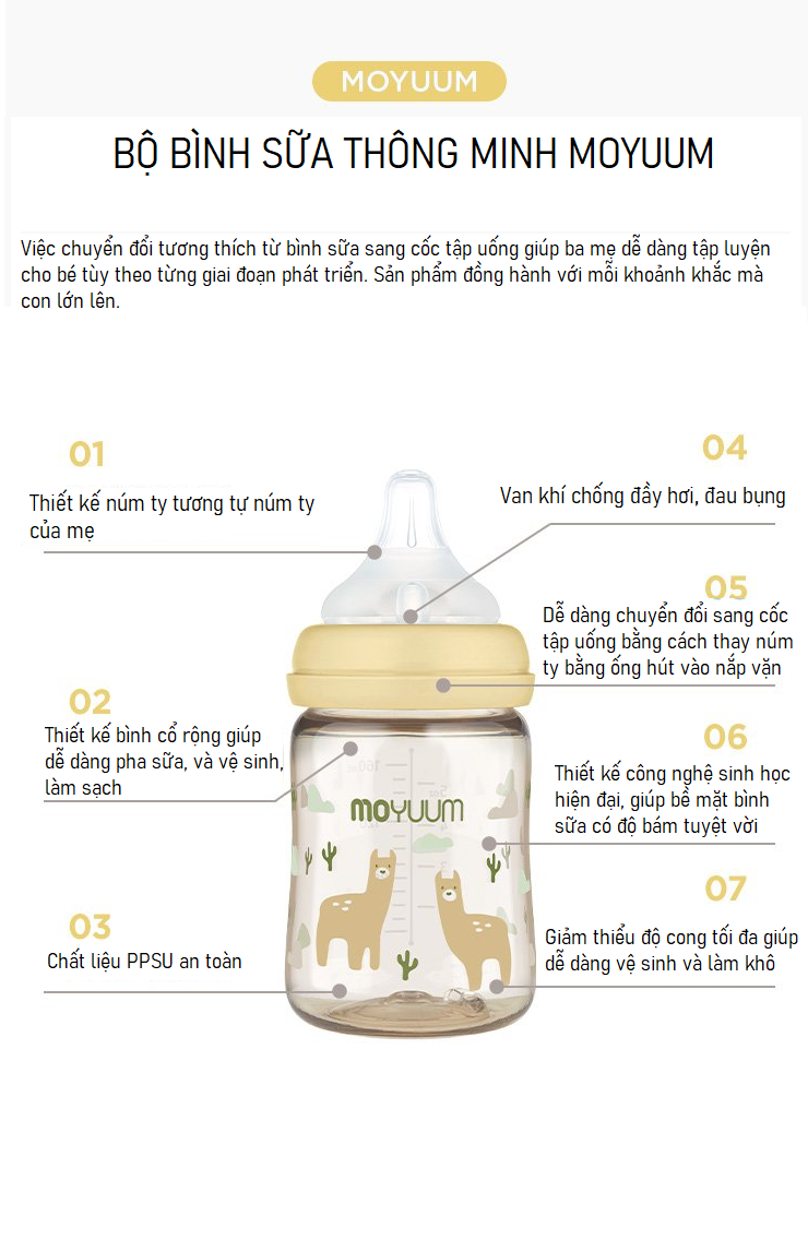 Bình sữa Moyuum lạc đà 170ml hình 2