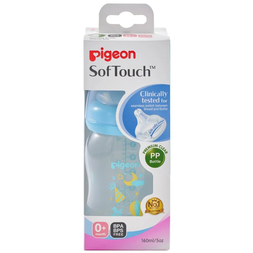 Bình sữa Pigeon PP Plus họa tiết Xanh 160ml hình 1