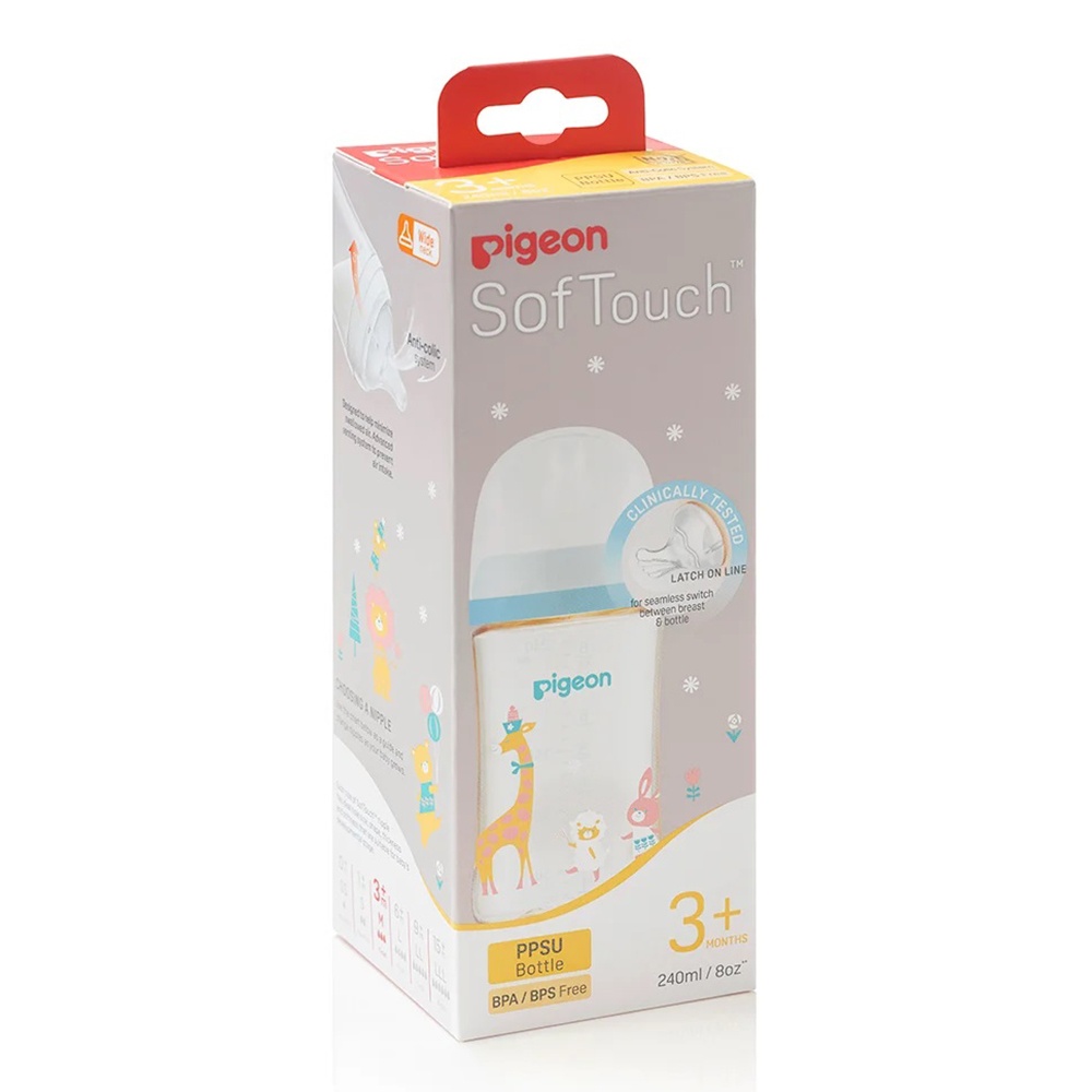 Bình sữa Pigeon PPSU Plus WN3 Nhật Bản in hình thú cưng 240ml hình 2