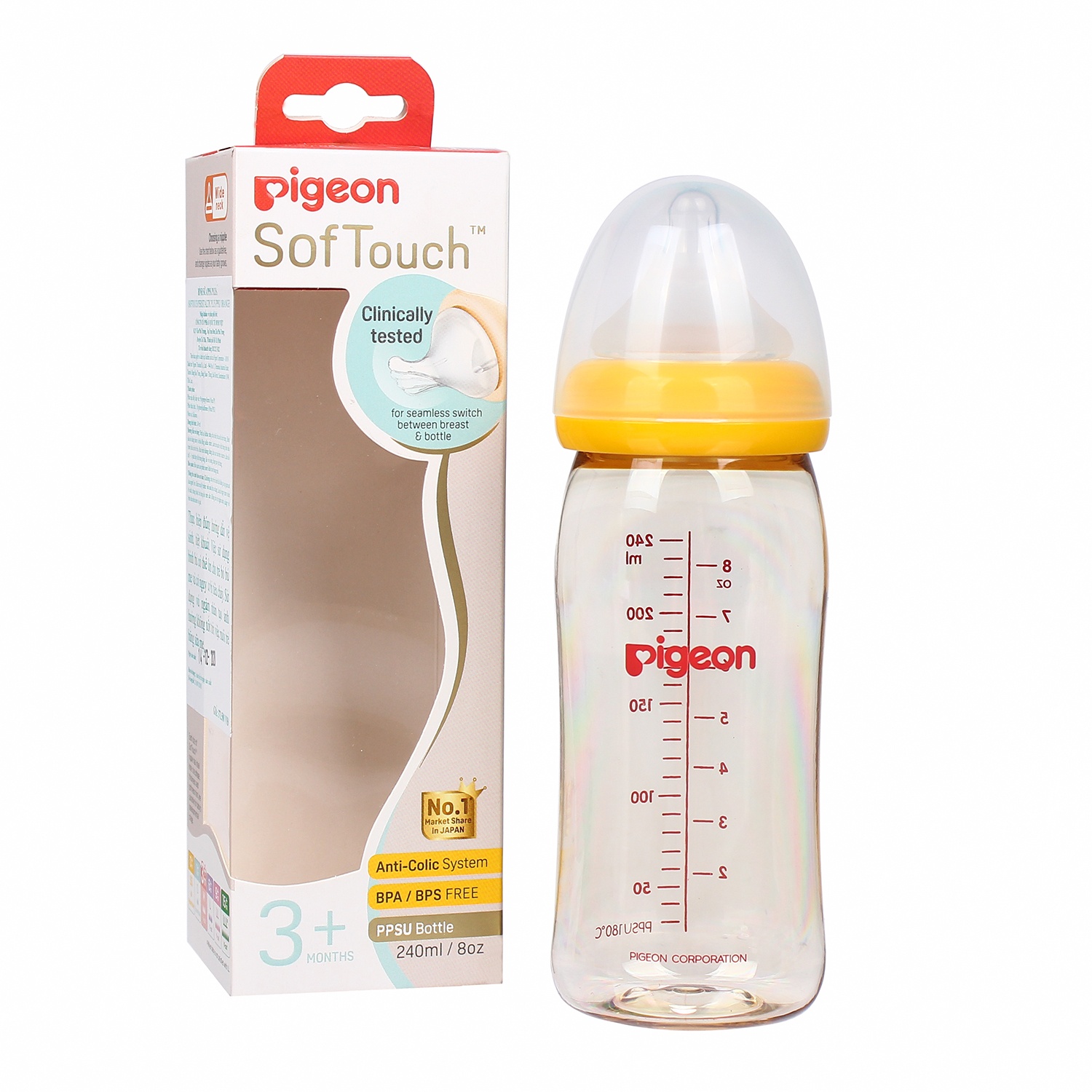 Bình sữa Pigeon PPSU 240ml (> 3 tháng) hình 1