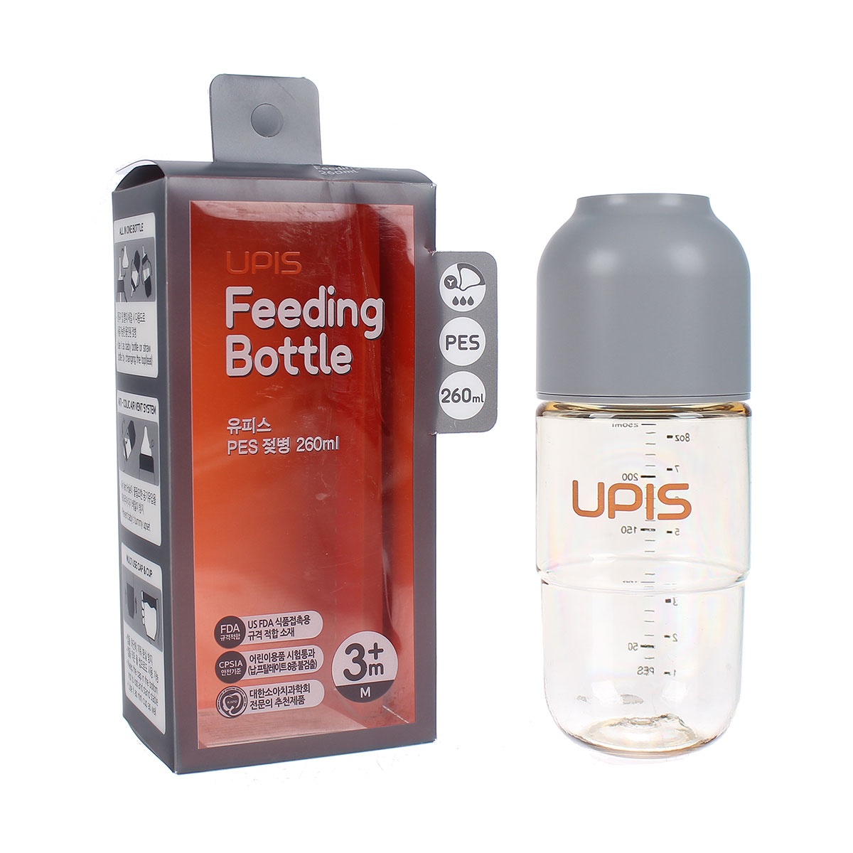 Bình sữa Upis Premium Pes 260ml (Xám) hình 1