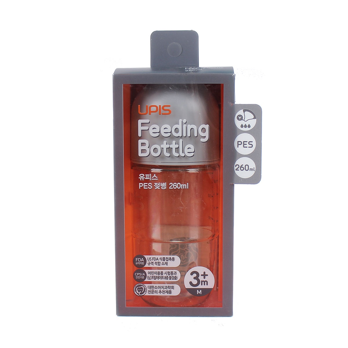 Bình sữa Upis Premium Pes 260ml (Xám) hình 4