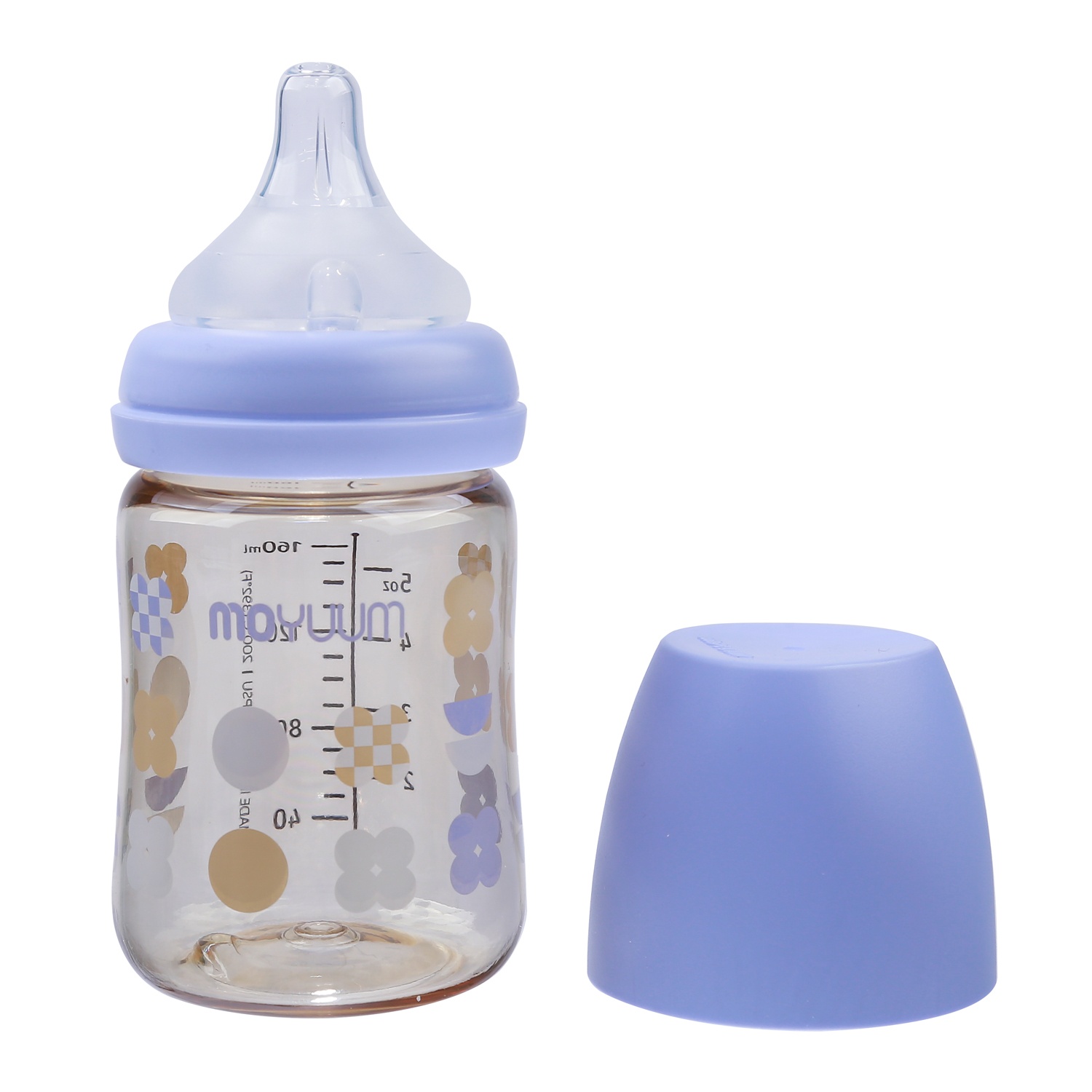 Bình sữa Moyuum màu xám PPSU in hình thỏ Clover 170ml