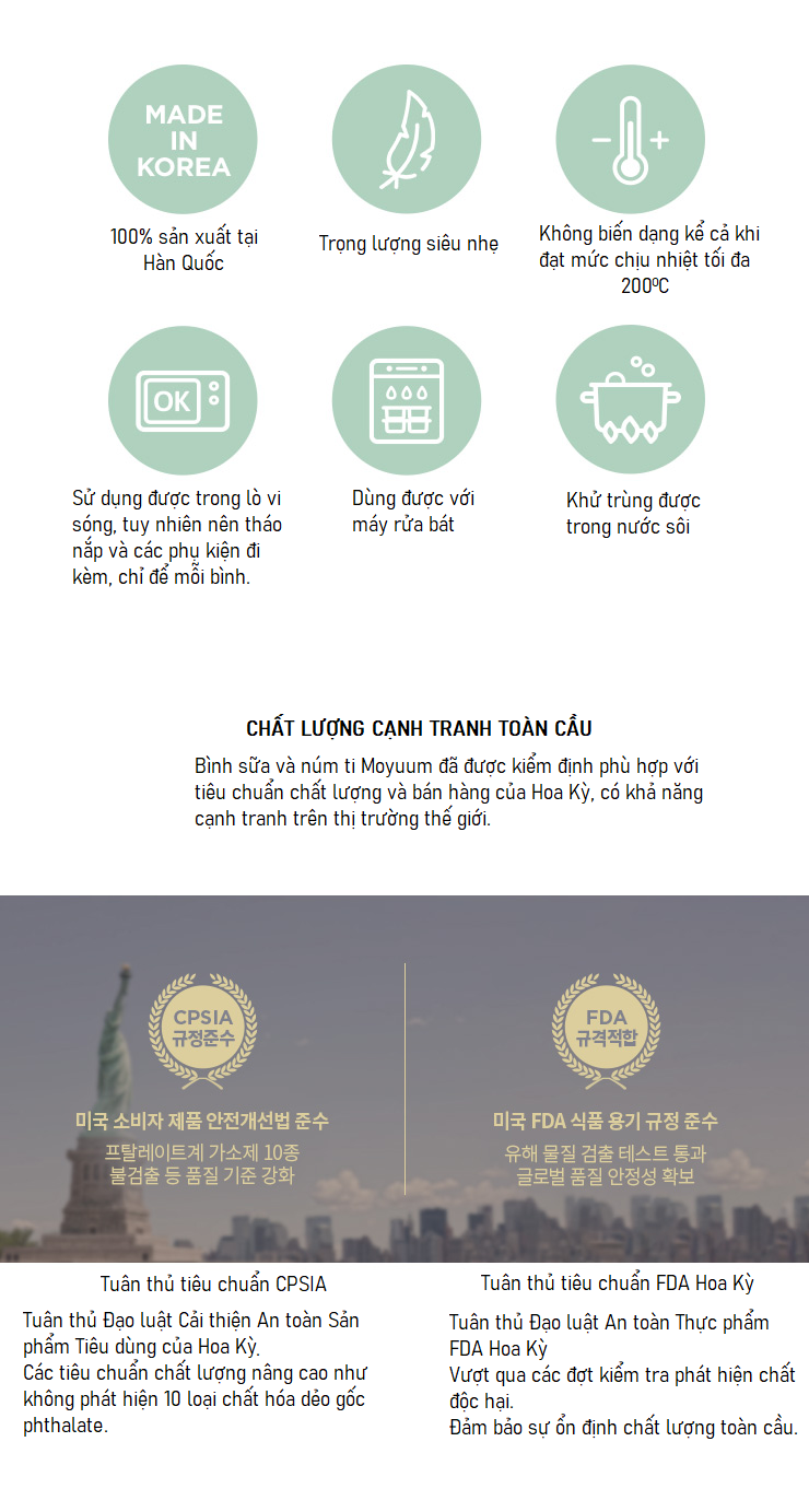 Bình sữa Moyuum màu xám PPSU in hình thỏ Rabbit 170ml hình 6