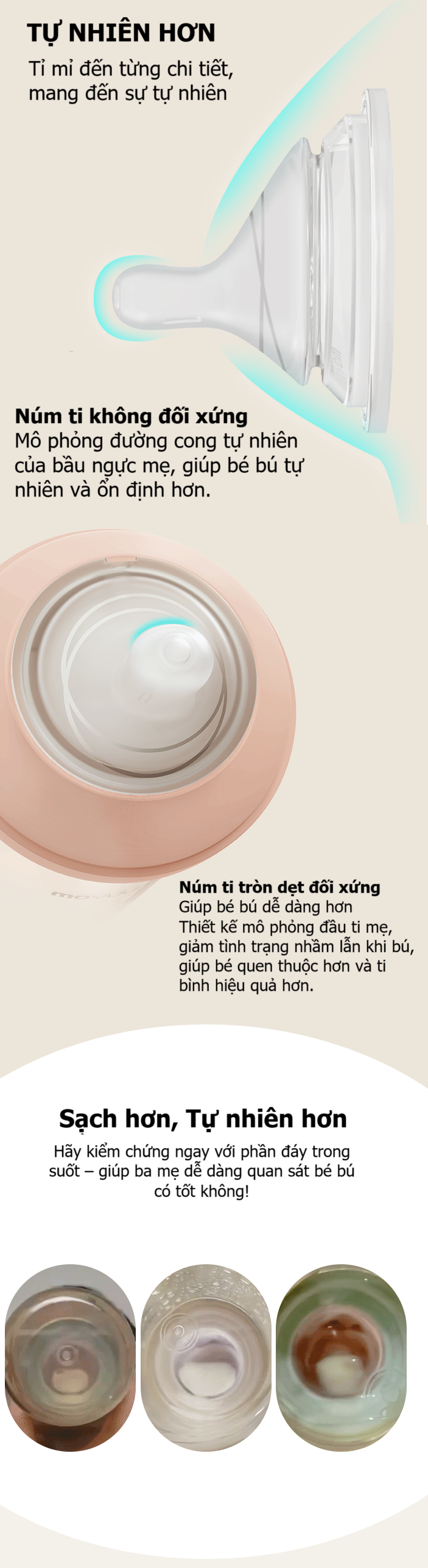 Bình sữa Moyuum Mov.aa cổ rộng thế hệ mới họa tiết 160ml (Xanh) hình 3