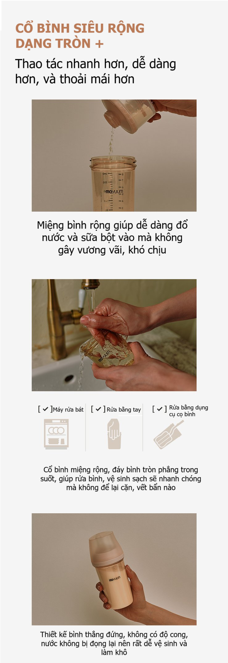 Bình sữa Moyuum Mov.aa cổ rộng thế hệ mới họa tiết 160ml (Xanh) hình 5