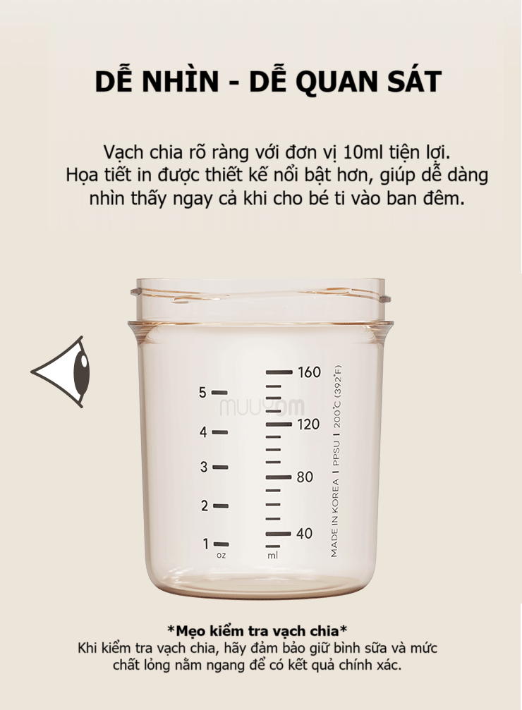 Bình sữa Moyuum Mov.aa cổ rộng thế hệ mới họa tiết 160ml (Xanh) hình 4