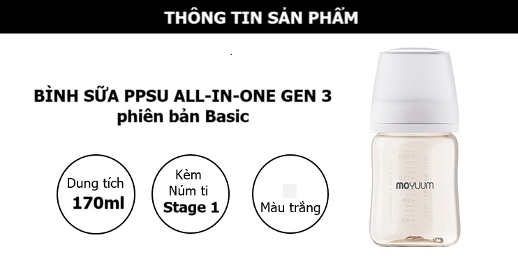 Bình sữa Moyuum PPSU Premium thế hệ thứ 3 Basic 170ml hình 6