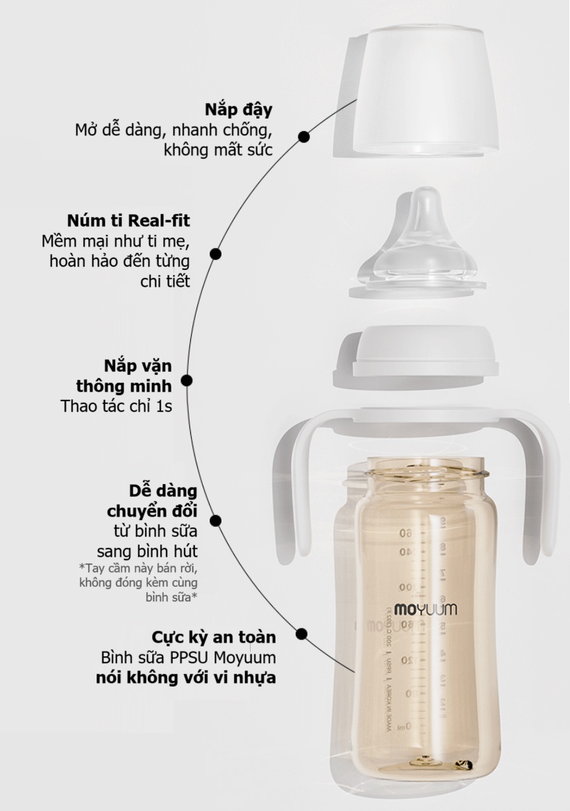 Đặc điểm nổi bật của bình sữa Moyuum PPSU thế hệ 3
