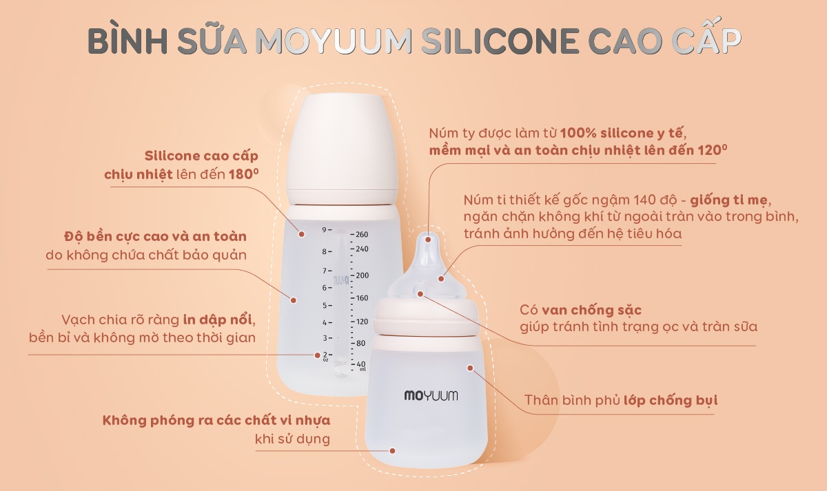 Bình sữa Moyuum silicone 160ml hình 2