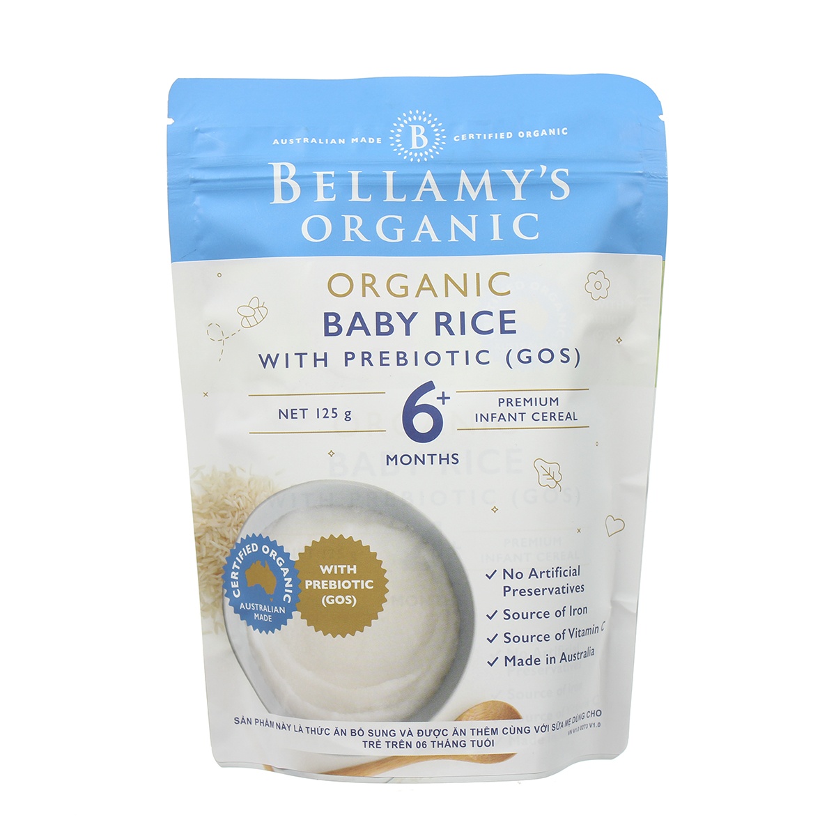 Bột ăn dặm dinh dưỡng hữu cơ Gạo với Prebiotic Bellamy's Organic hình 1