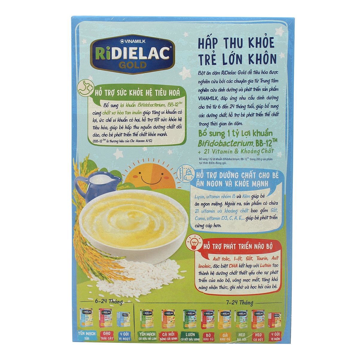 Bột ăn dặm Ridielac Gold gạo sữa 200g Ưu điểm bột ăn dặm Ridielac Gold gạo sữa 200g
