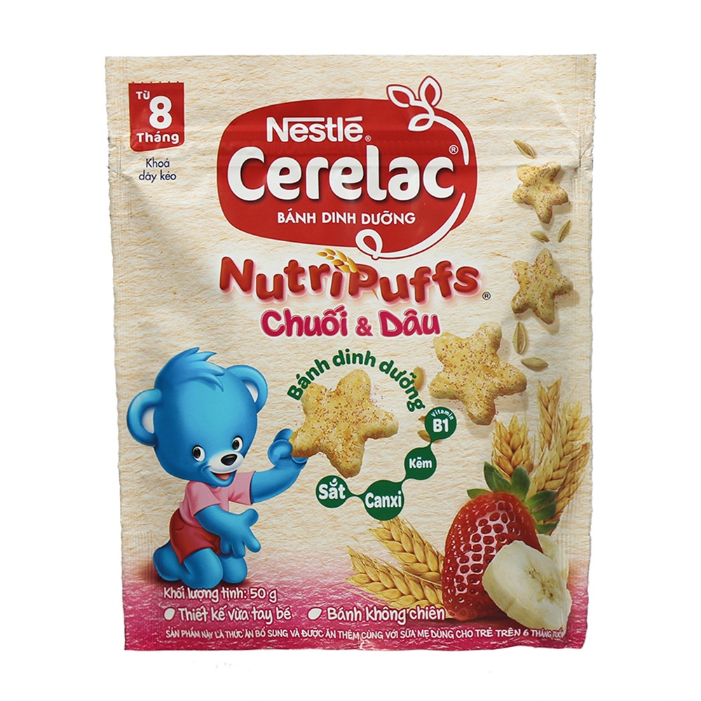 Bánh ăn dặm Nestle vị dâu chuối 50g cho bé 8M+ hình 1