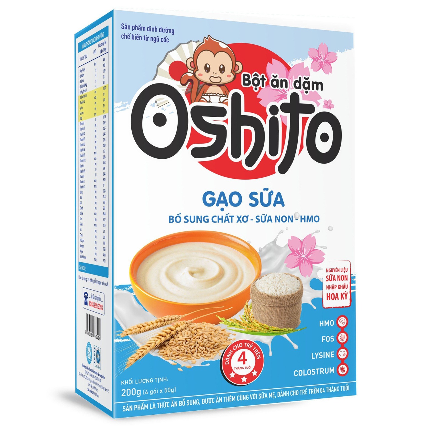 Bột ăn dặm Oshito gạo sữa lúa mạch 4x50g hình 1