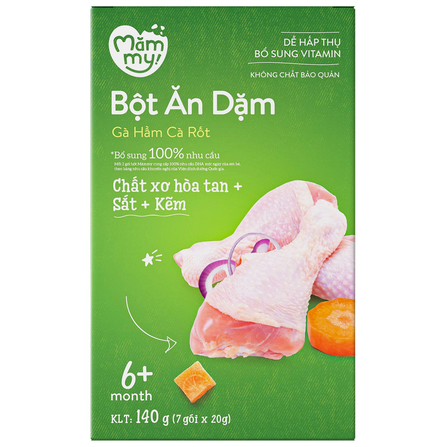 Bột ăn dặm Mămmy gà hầm, cà rốt 140g