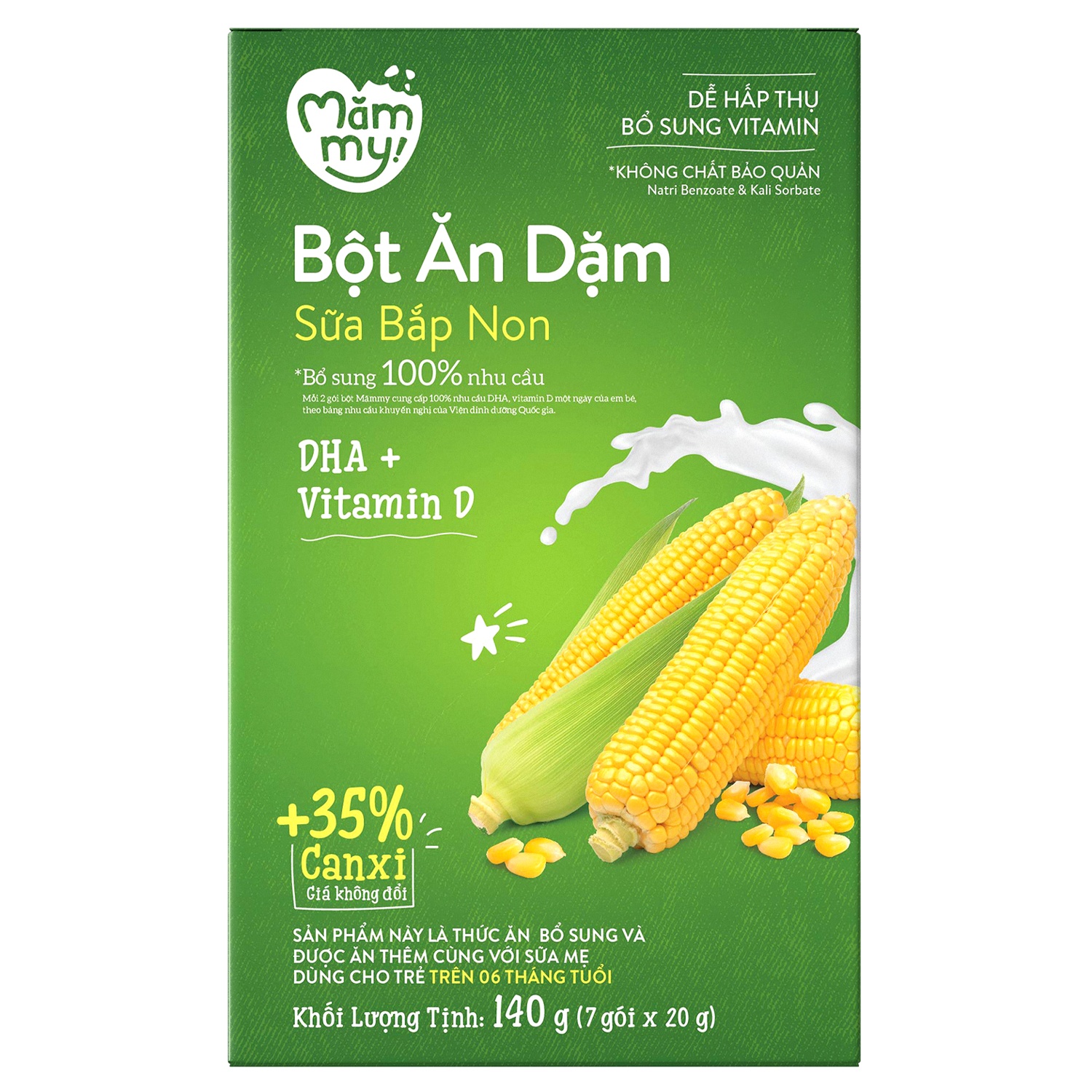 Bột ăn dặm Mămmy sữa, bắp non 140g