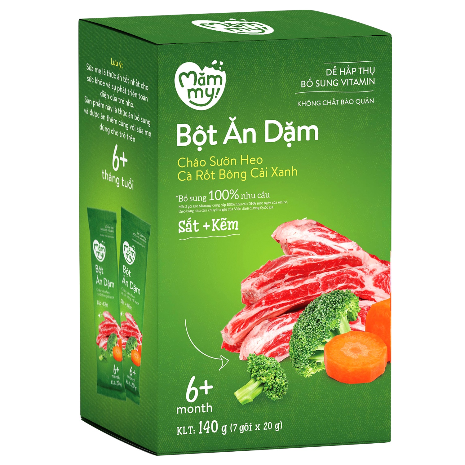 Bột ăn dặm Mămmy sườn heo, cà rốt, bông cải xanh 140g
