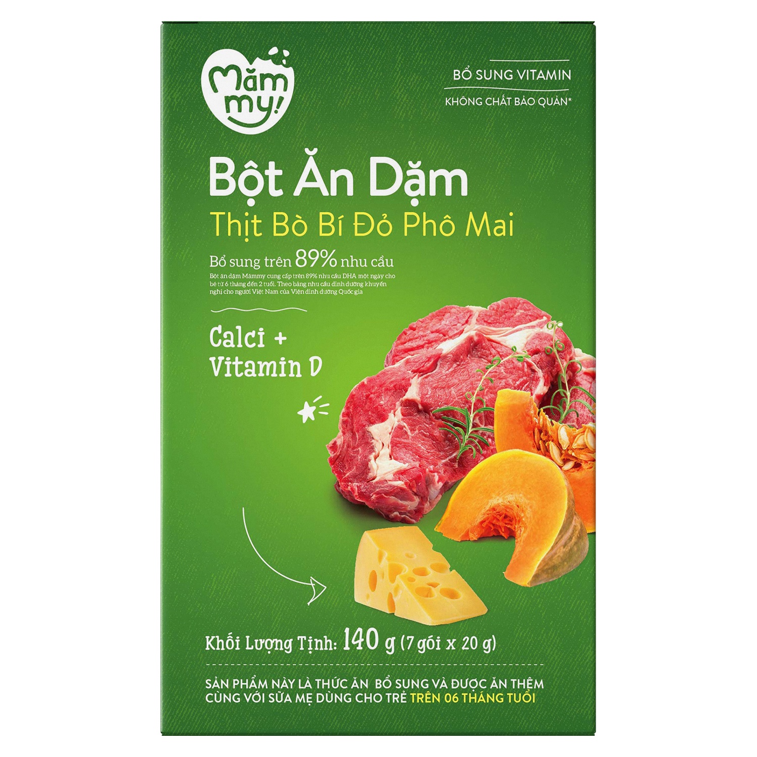 Bột ăn dặm Mămmy thịt bò, bí đỏ, phô mai 140g