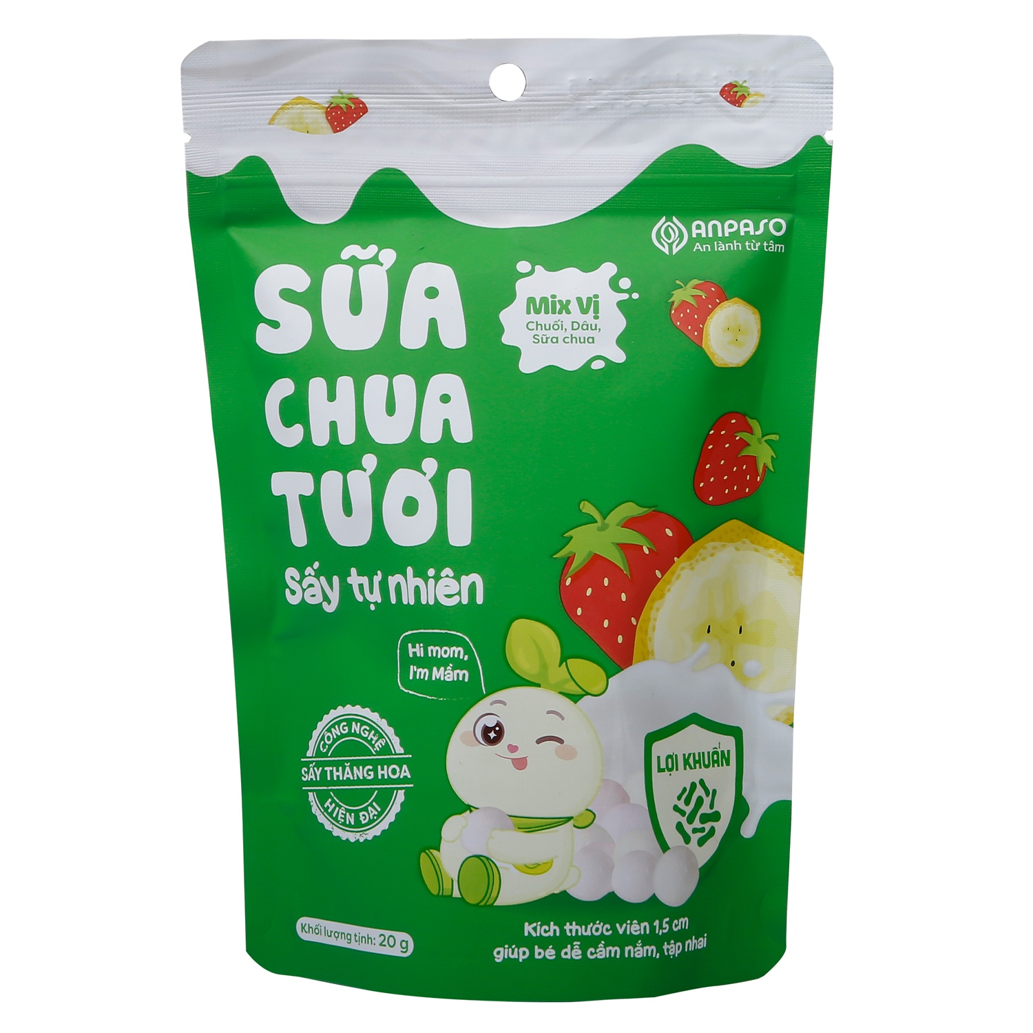 Sữa chua sấy tự nhiên Anpaso mix vị 20g 