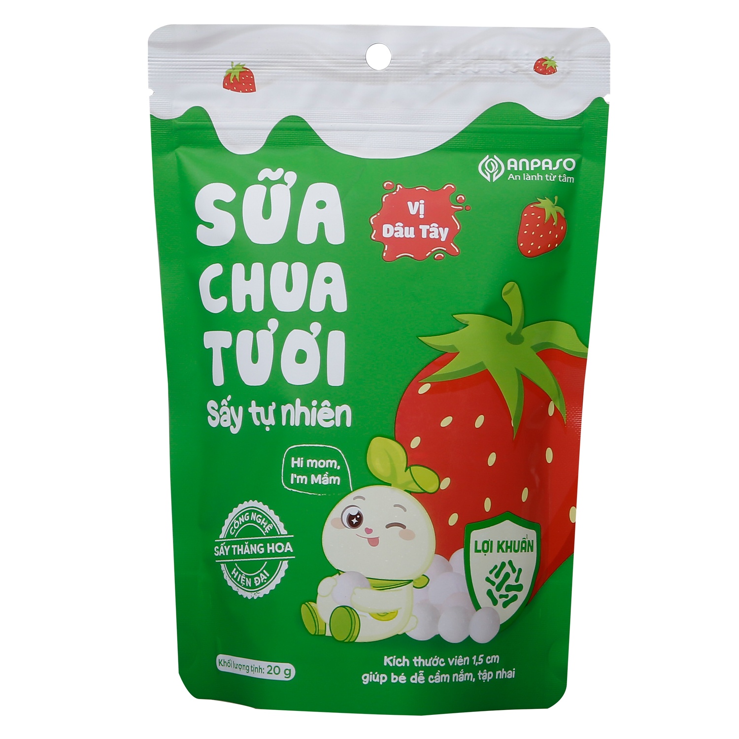 Sữa chua sấy tự nhiên Anpaso vị dâu tây 20g hình 1