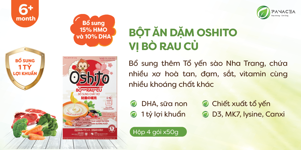 Bột ăn dặm bò rau củ Oshito 4x50g