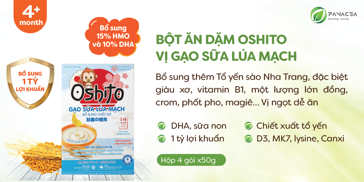 Bột ăn dặm gạo sữa lúa mạch Oshito 4x50g hình 2