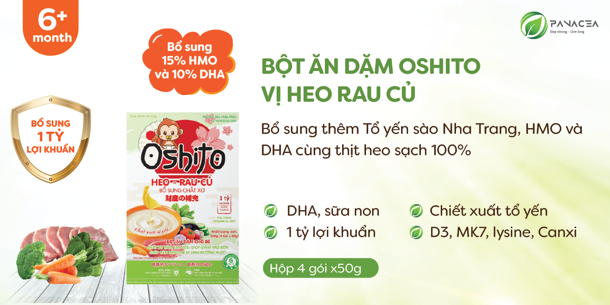 Bột ăn dặm heo rau củ Oshito 4x50g hình 2