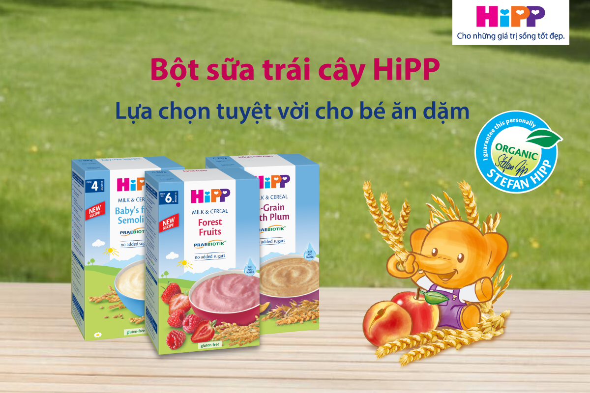 Bột ăn dặm HiPP dành cho các bé từ 4 tháng tuổi trở lên