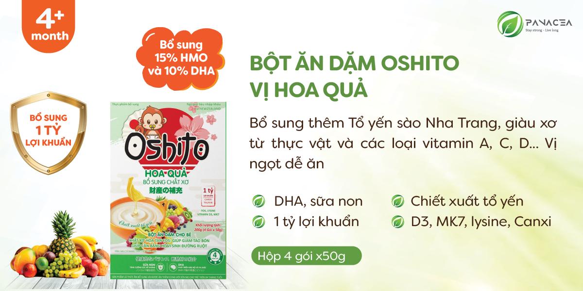 Bột ăn dặm hoa quả Oshito 4x50g hình 2